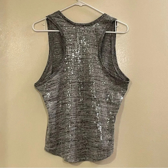 PILCRO by ANTHROPOLOGIE Sequin Scoop Tank in Light Gray - Picture 5 of 8